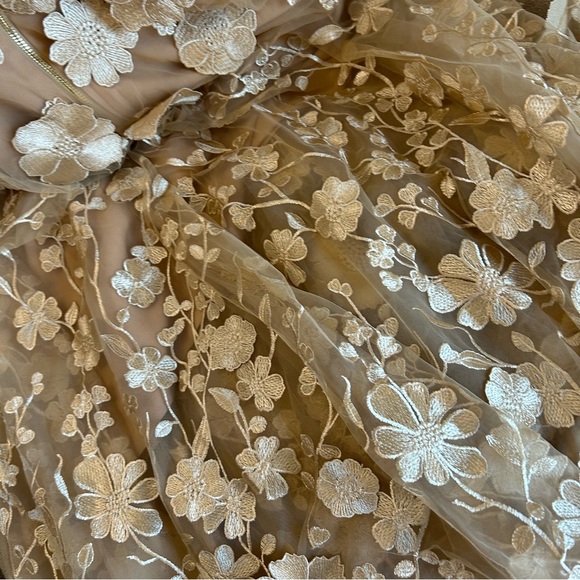 NEW  BRONX AND BANCO Jasmine Gold Gown Maxi Dress Gold Sequin Floral - Picture 12 of 14